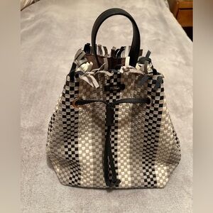 Furla Checkered Black and Cream Shoulder Bag